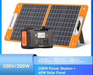 Flashfish 200W Portable Power Station with 60W Solar Panel