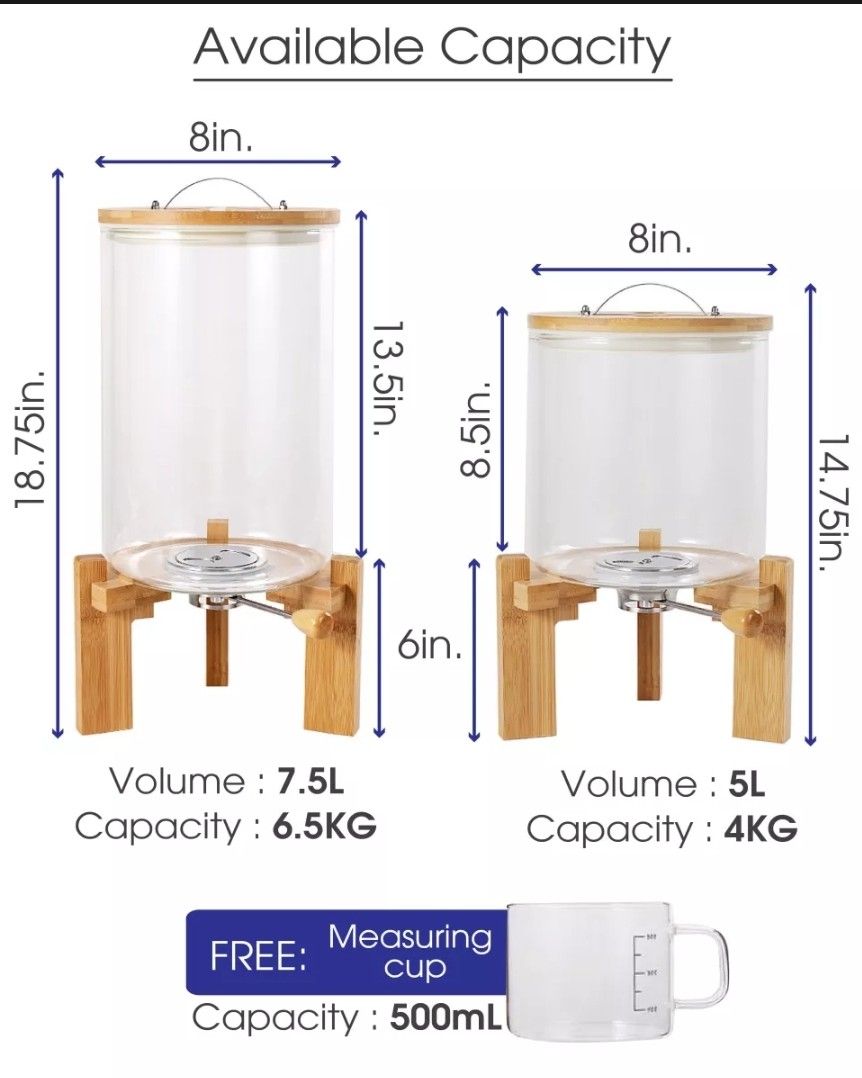 GLASS RICE CONTAINER 7L & 5L on Carousell