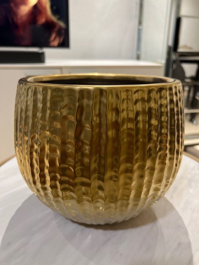 Gold colored decorative bowl, Furniture & Home Living, Home Decor