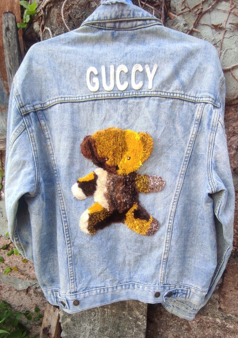 Orphan forhandler Normalisering Gucci Teddy Bear Denim Jacket, Luxury, Apparel on Carousell