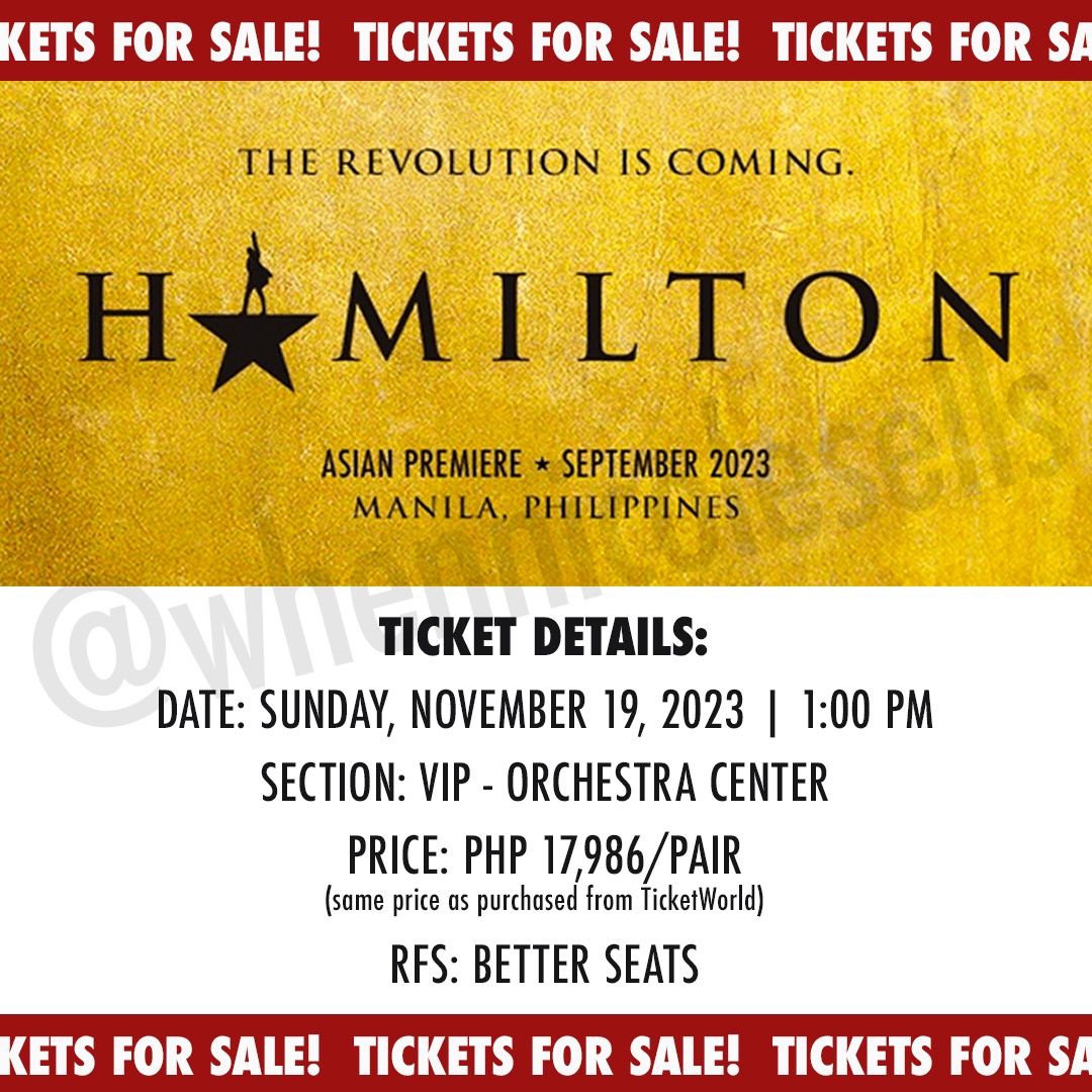 Hamilton tickets on best sale sale