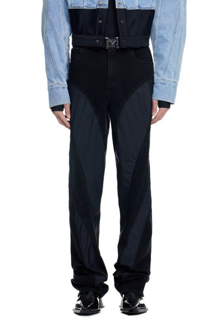 H&M x Mugler 2023 - Spiral Panel Jeans (Black), Men's Fashion