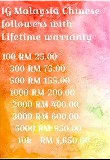 IG Malaysia Chinese followers with Lifetime warranty