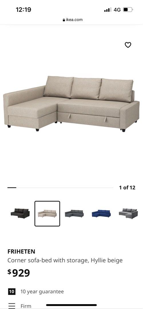 IKEA FRIHETEN Corner sofa bed w/ storage (2nd hand), Furniture & Home
