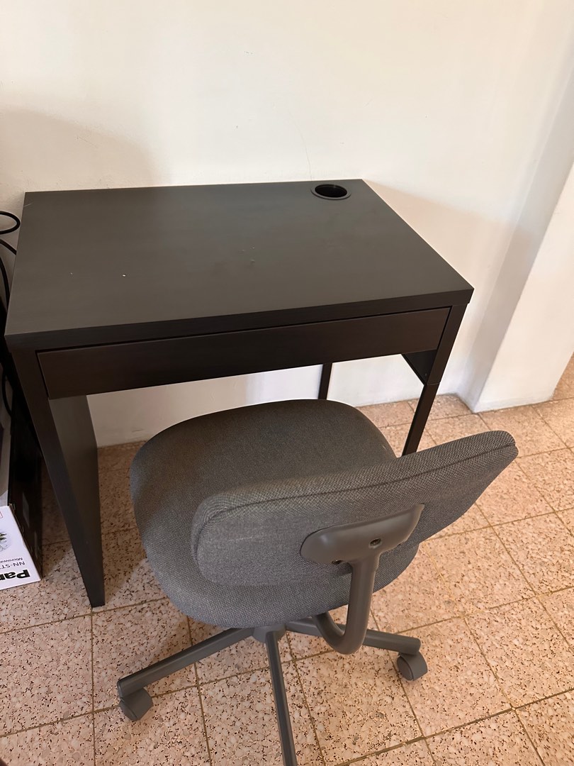 IKEA office table and chair, Furniture & Home Living, Furniture, Tables
