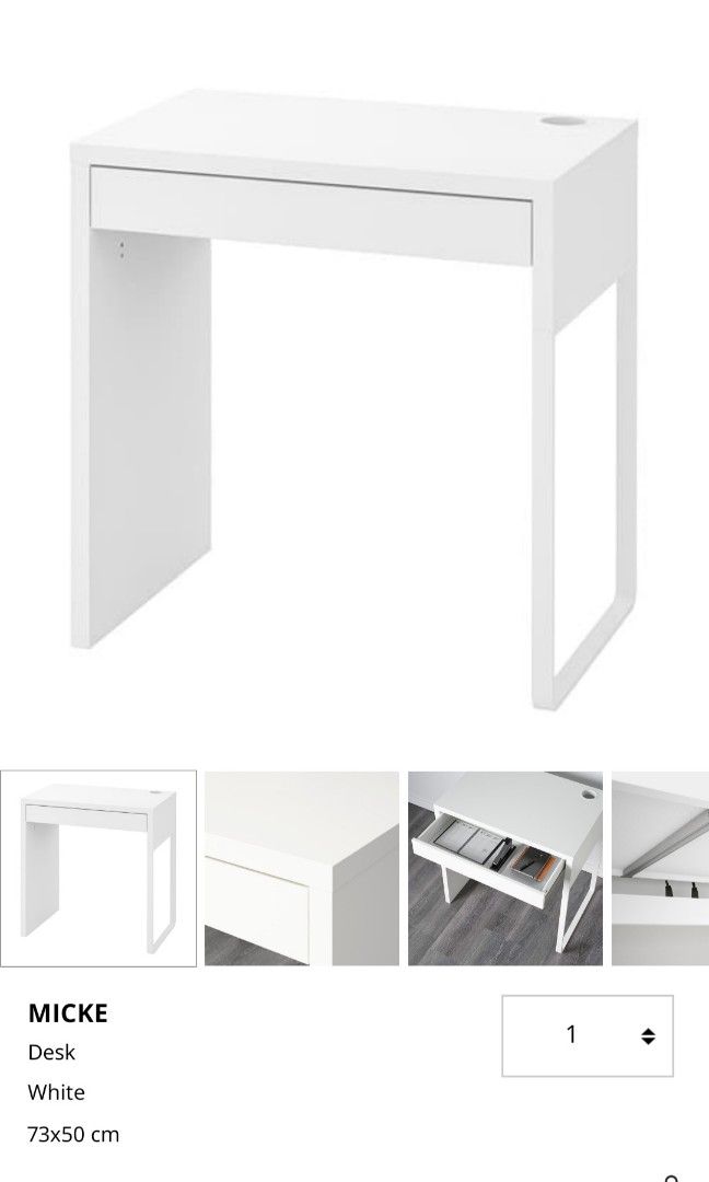 MICKE Bureau, blanc, 73x50 cm - IKEA