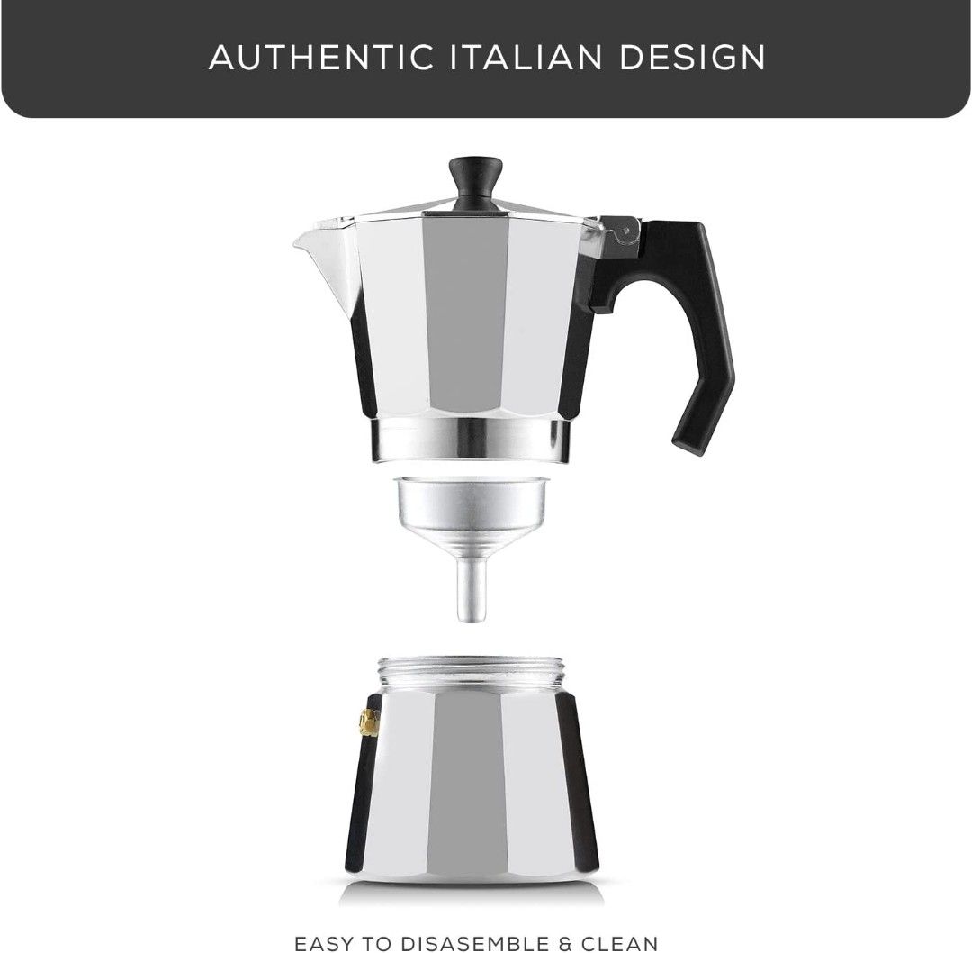 JoyJolt Italian Moka Pot 3 Cup Stovetop Espresso Maker Aluminum Coffee  Percolator Coffee Pot - Pink