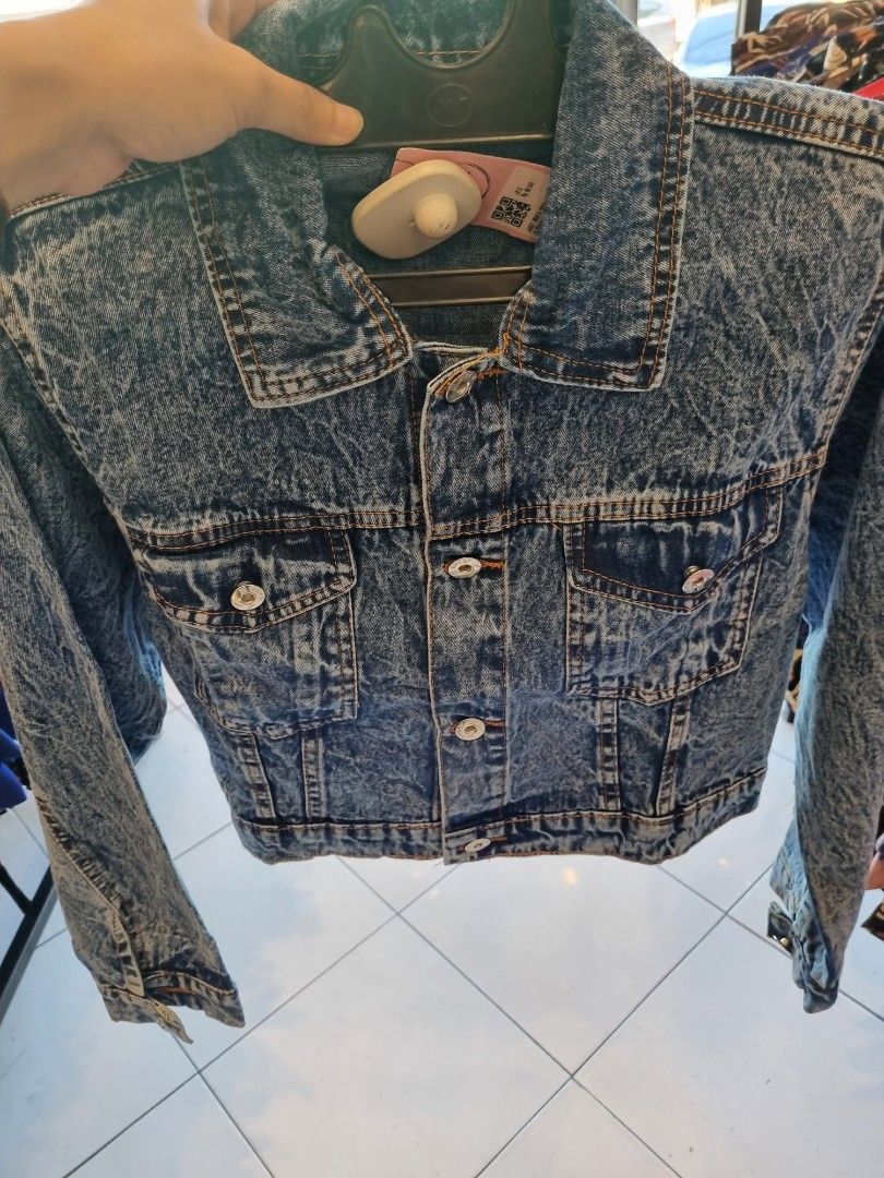 Jaket jeans crop sales top