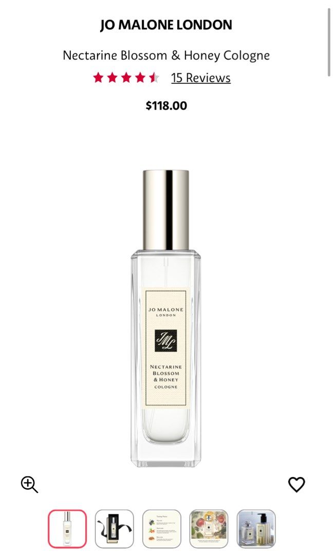 Jo Malone Cologne nectarine blossom and honey 30ml, Beauty & Personal