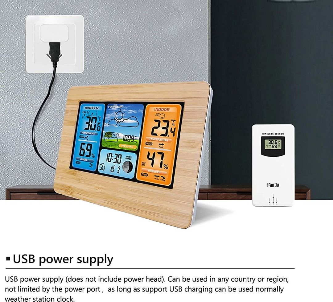 Konesky Wireless Weather Station, Temperature Thermometer Barometer