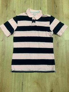 Lativ藍粉條紋Polo衫