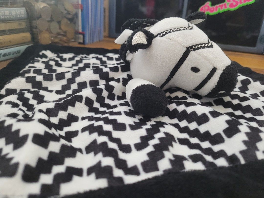 LEVTEX Baby Zebra Security Blanket Lovey Black White Geometric Plush 12