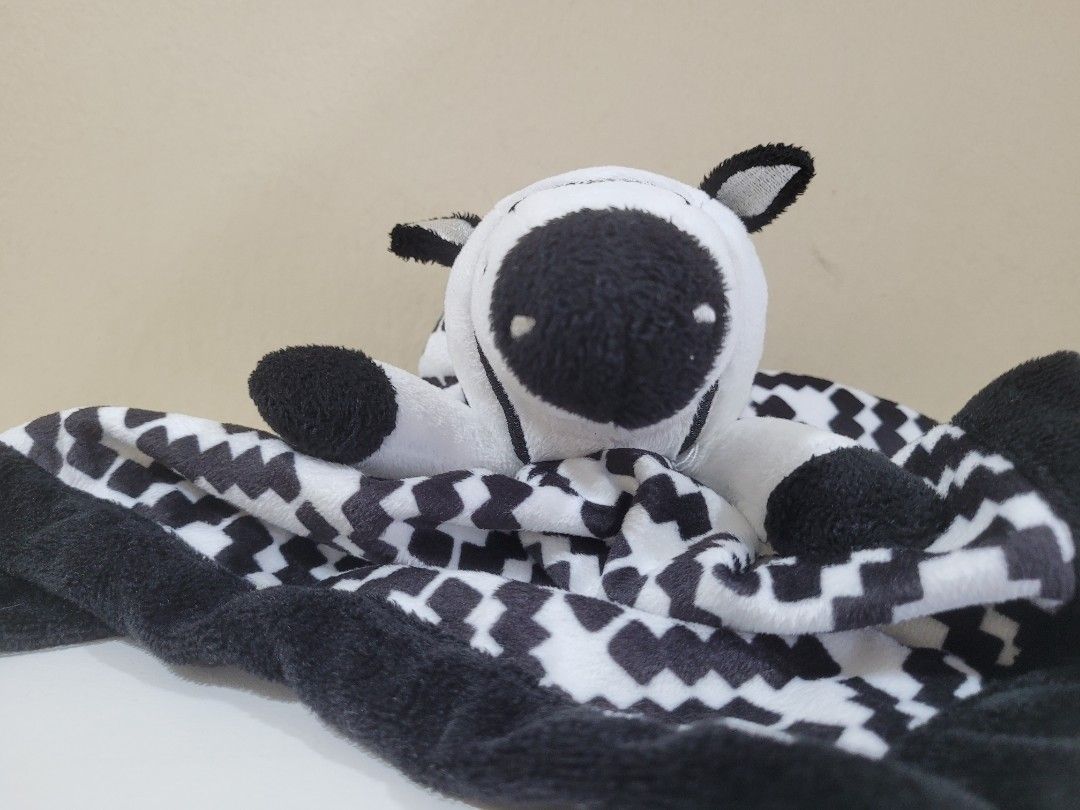 LEVTEX Baby Zebra Security Blanket Lovey Black White Geometric Plush 12