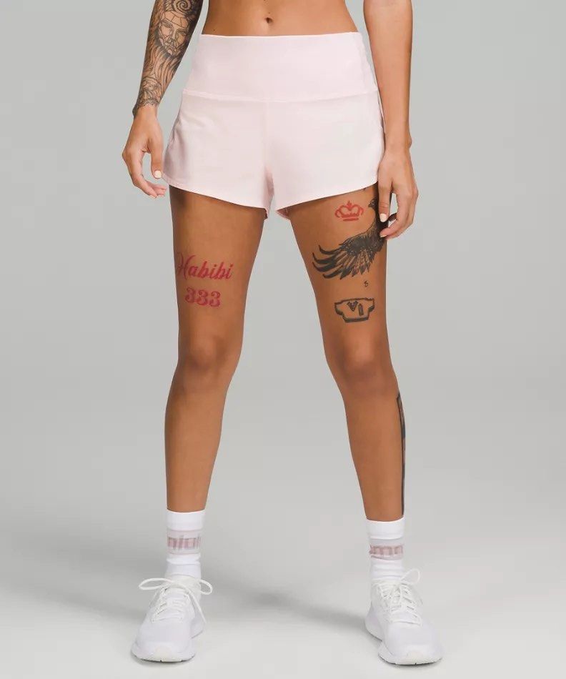 lululemon speed up high-rise lined shorts 2.5” in strawberry milk, Women's  Fashion, Activewear on Carousell