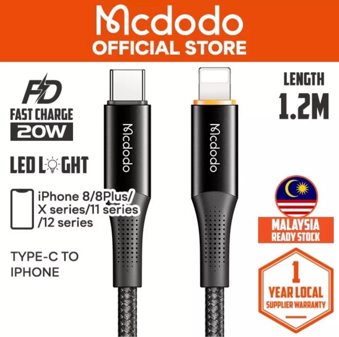 Mcdodo PD Cable Type C to Lightning Data Cable (COD Melaka), Mobile