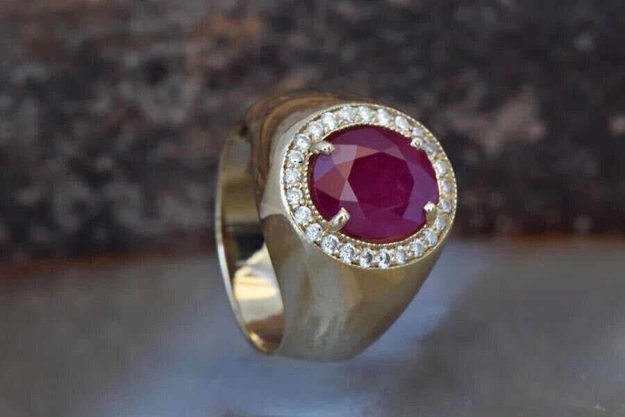 Men s Custom Ruby Ring Basic 925 w 18k Plated Upgrade 10k 14k