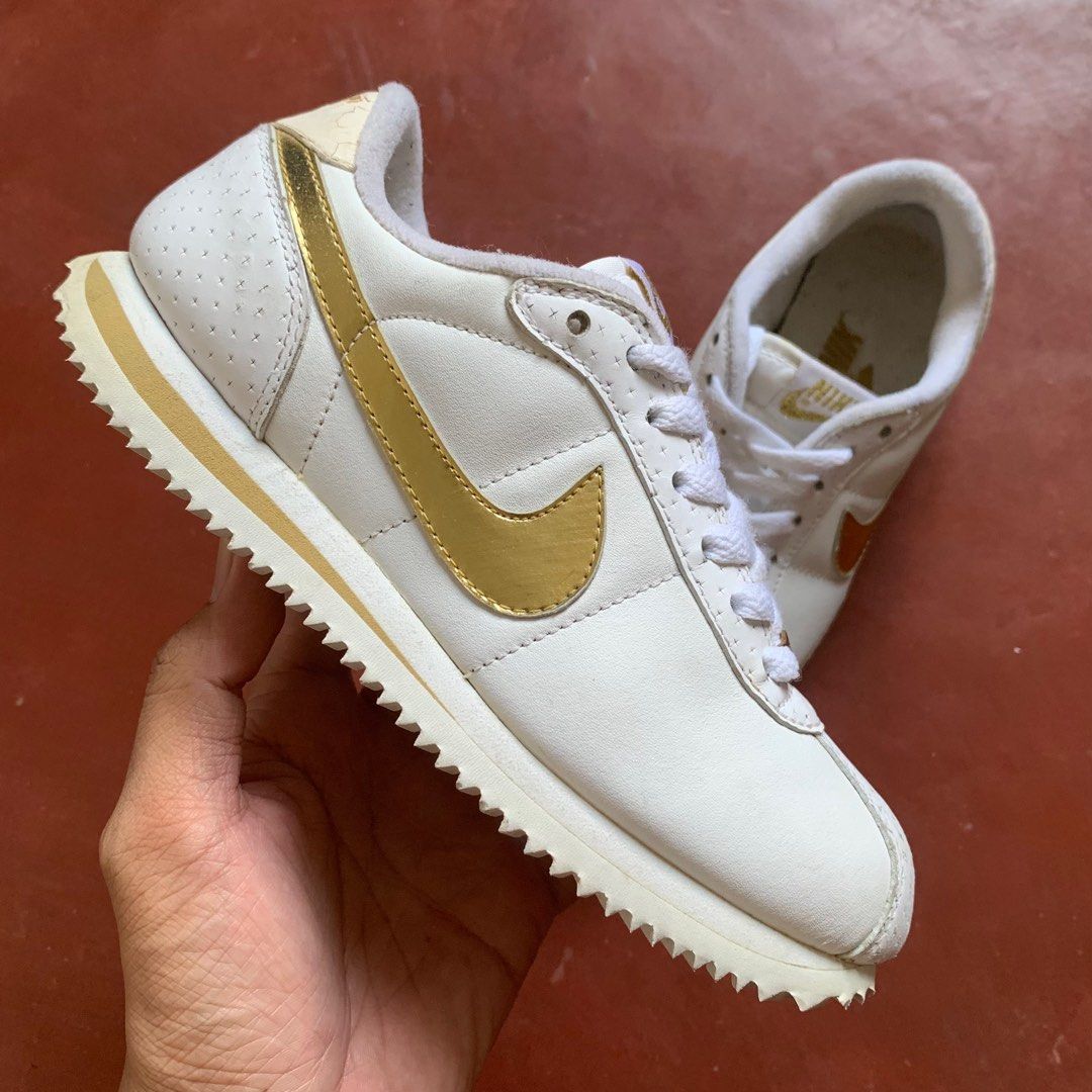Nike cortez womens white gold new arrivals