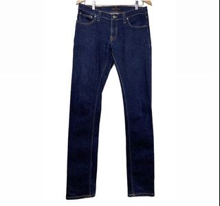 Nudie Jeans sz 31/34 tight long john comfort mens blue denim jeans pants stretch