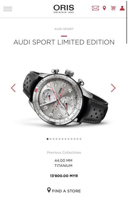 ORIS AUDI SPORT SWISS MADE LIMITED EDITION 2000 PIECE ONLY AUTOMATIC CHRONOGRAPH  7661-74, Men's Fashion, Watches & Accessories, Watches on Carousell