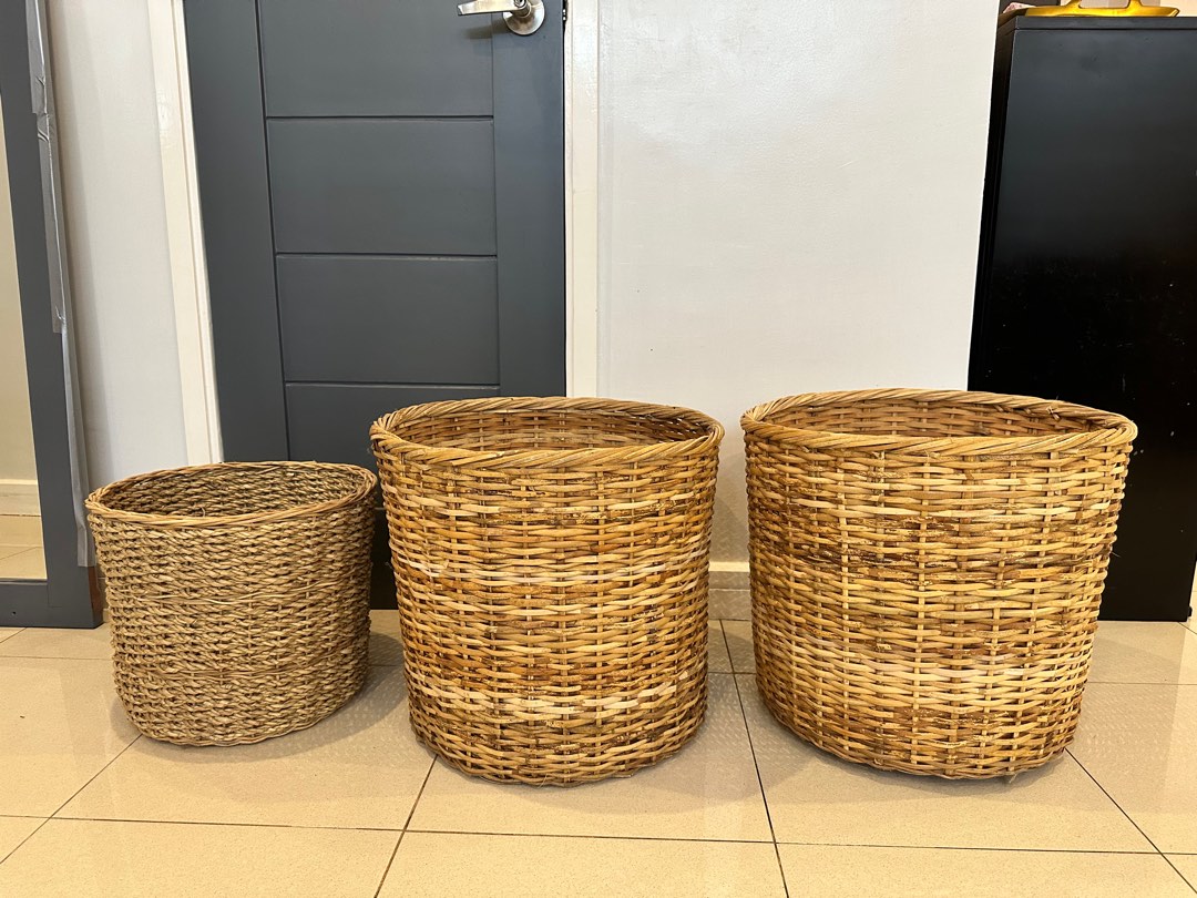 Rattan baskets small & large size on Carousell