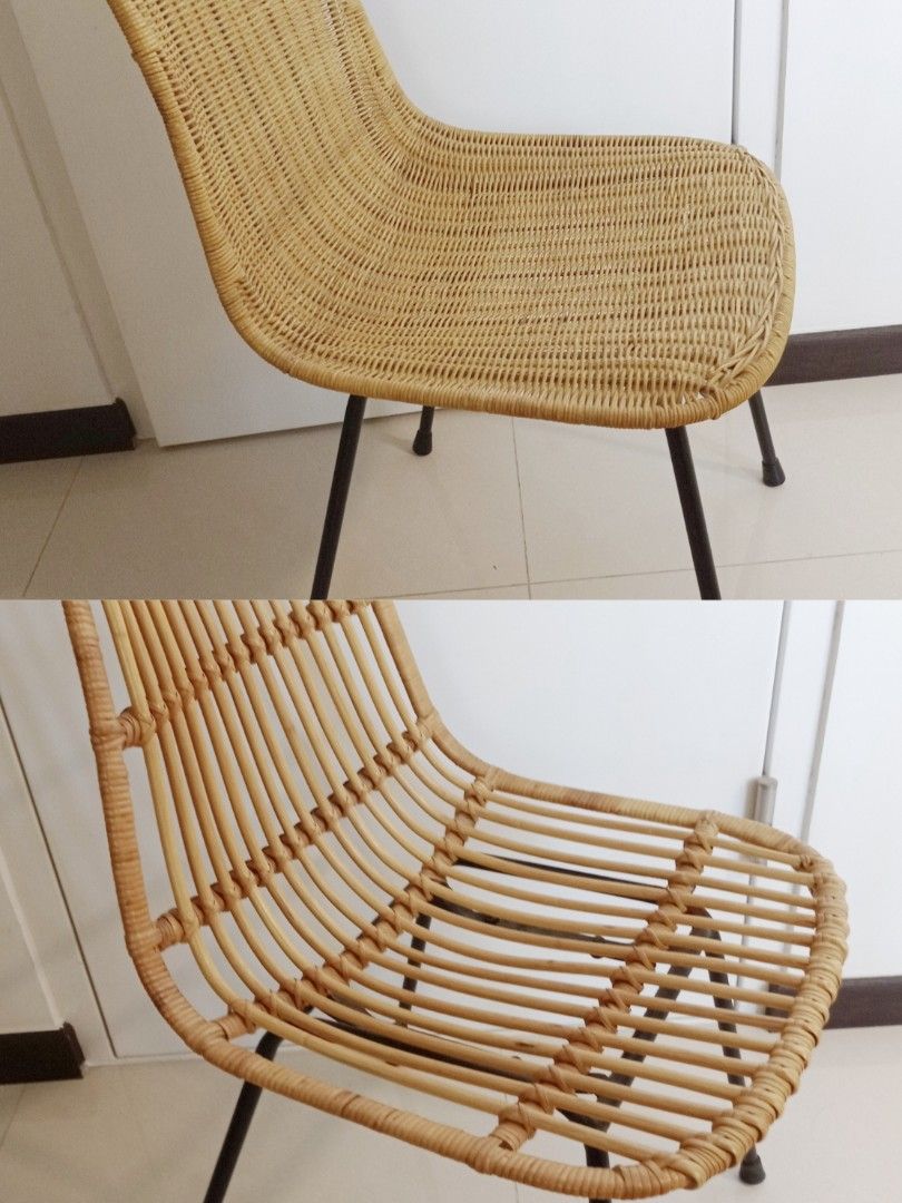 Rattan chair sales metal frame