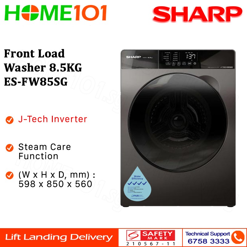 Sharp Front Load Washing Machine 8.5KG ESFW85SG, TV & Home Appliances