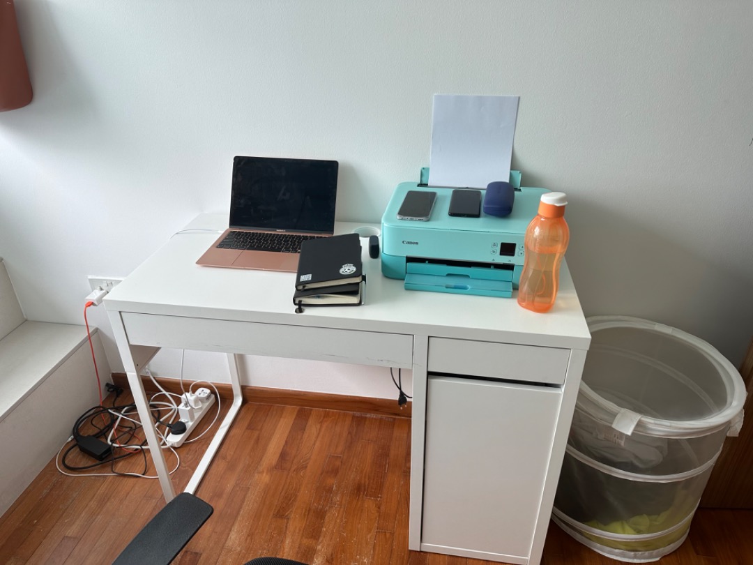 Study table with chair & Ikea mirror, Furniture & Home Living