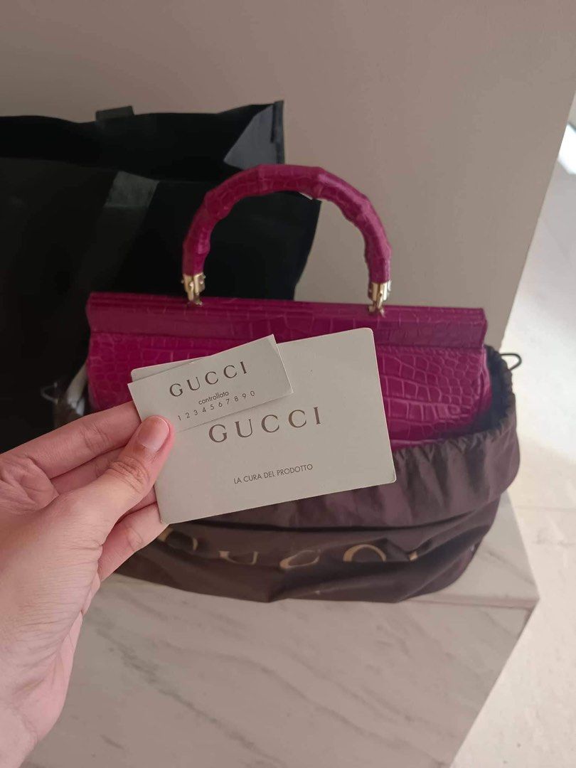Gucci pink crocodile bag hotsell