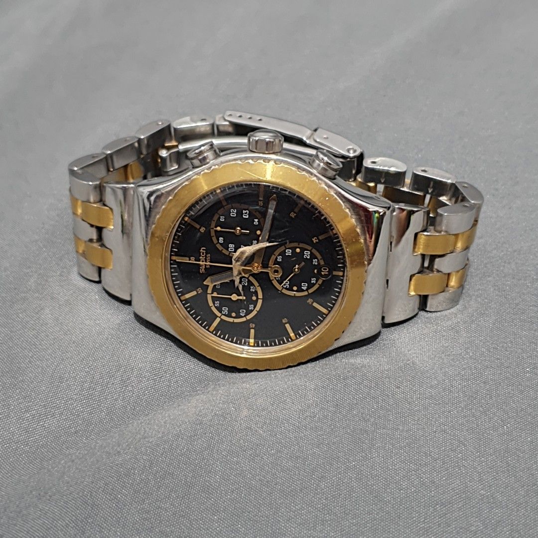 SWATCH MEN S WATCH CHRONOGRAPH STAINLESS STEEL BLACK DIAL YVS403G SOBRO