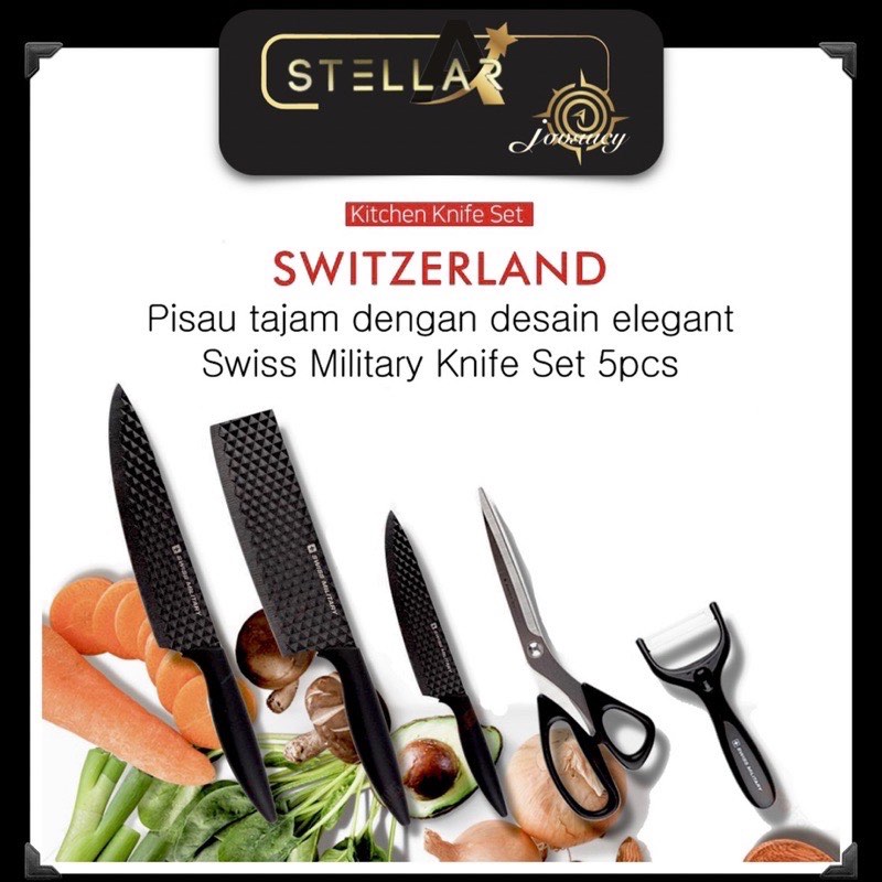 SWISS MILITARY KNIFE SET KITCHEN KNIFE SET BLACK Kitchen