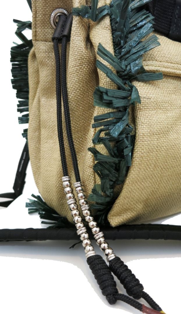 TOGA ARCHIVES x PORTER Beige Canvas String Fringe Embellished Tote