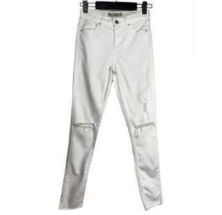 Topshop Moto Leigh sz W26 (XS) white ripped knee women jeans pants casual basic