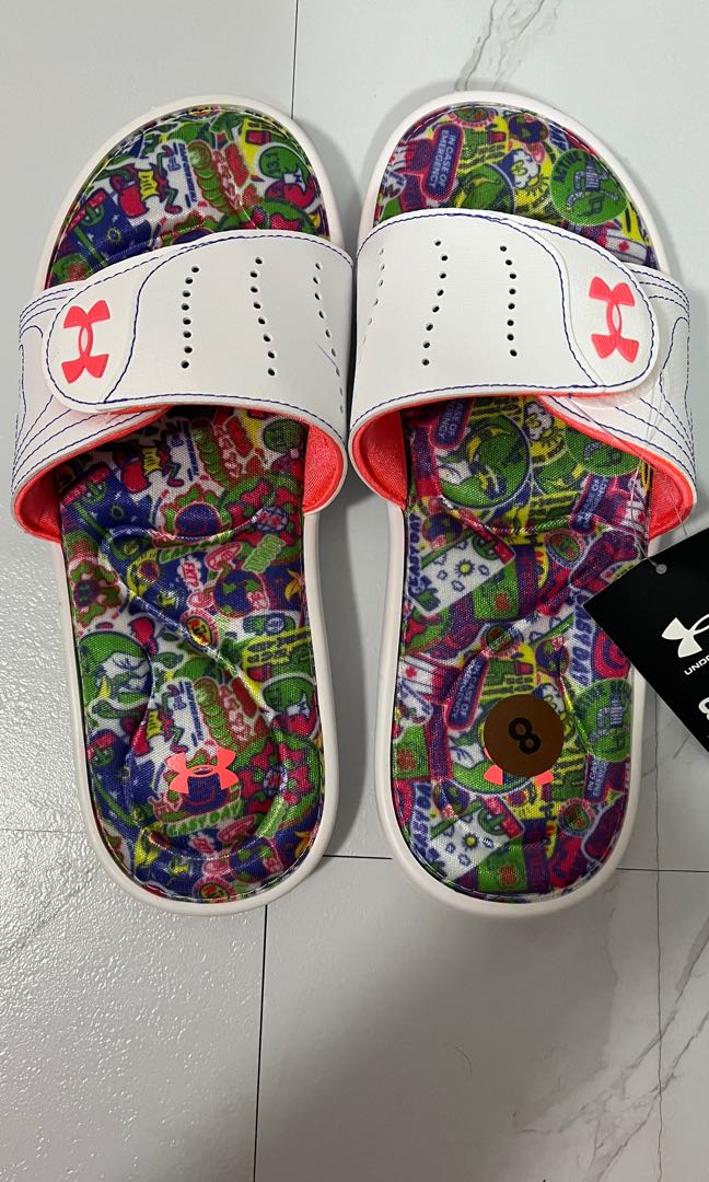 blue under armour slides