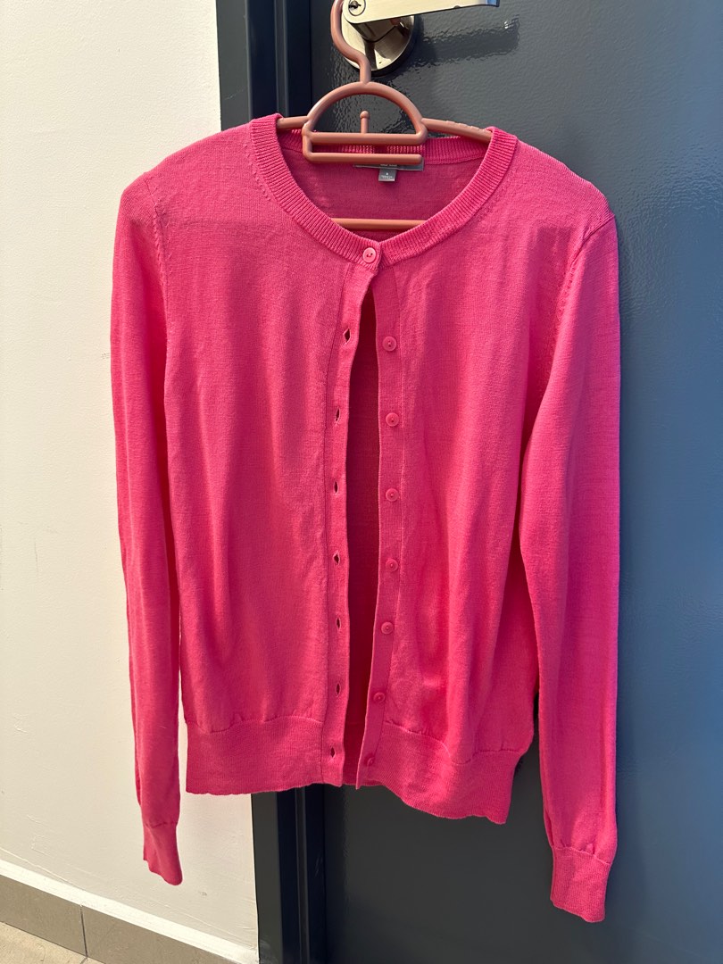 Uniqlo sharp pink cardigan outwear jacket long sleeves shirt
