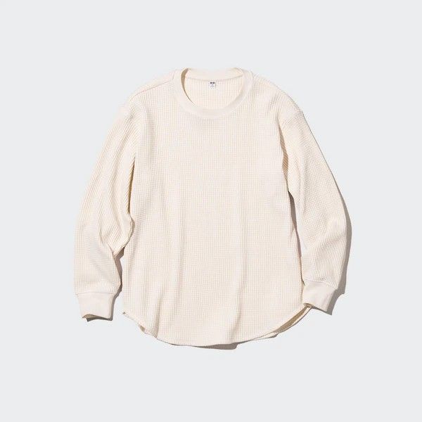 uniqlo women waffle crew neck long sleeve tshirt, Women's Fashion, Tops,  Longsleeves on Carousell