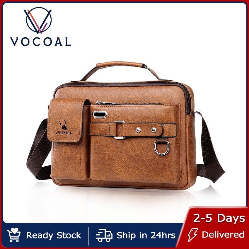 Vocoal PU Leather Bag Men Crossbody Bags Vintage Shoulder Bag