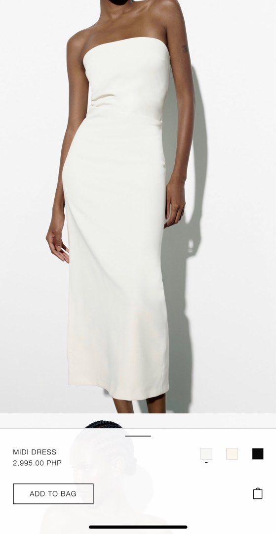 Zara White Tube Midi Dress, Women's Fashion, Dresses & Sets, Dresses on  Carousell