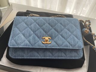 100% 真品 Chanel 牛仔 金球 woc 膠膜撕掉的近新品