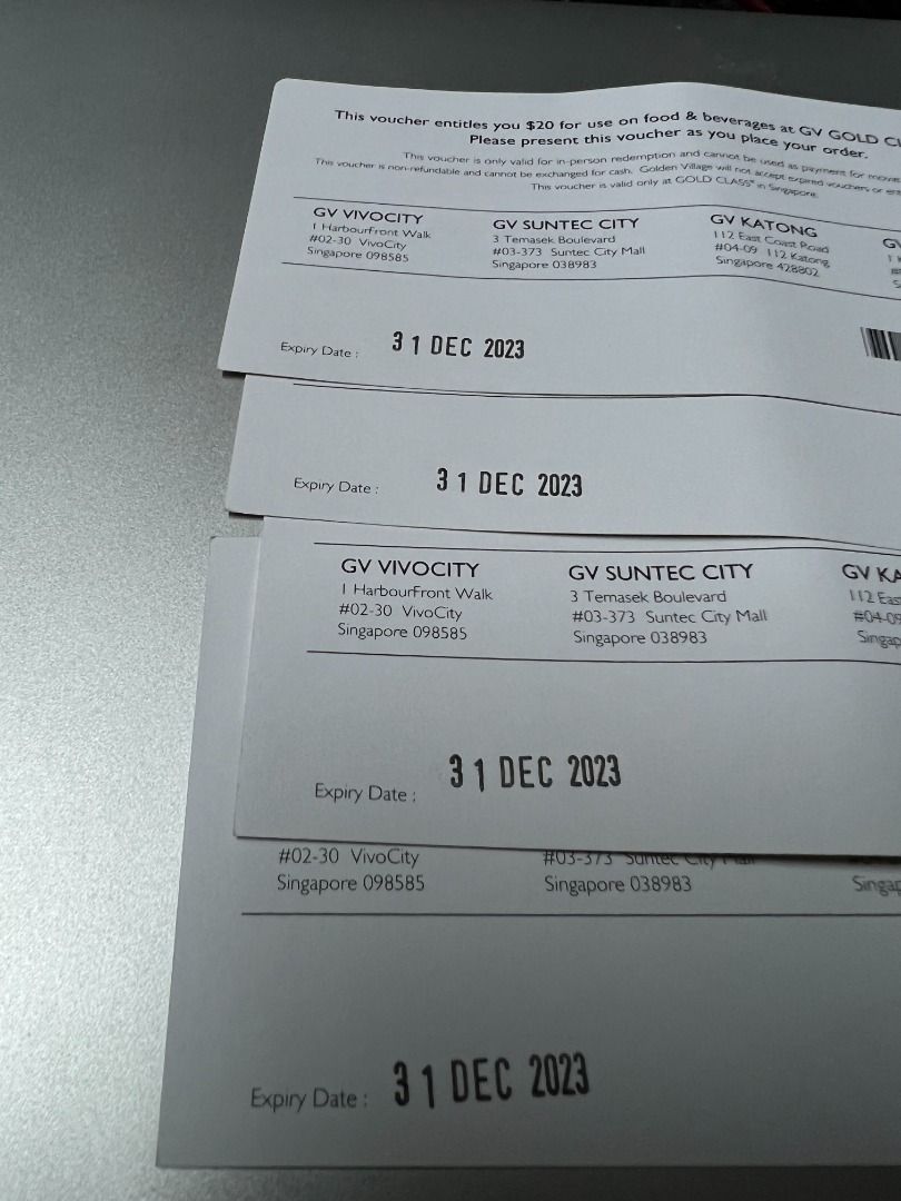 80 GV GOLD CLASS WINE & DINE VOUCHERS FOR GRABS! EXPIRES 31 DEC 2023