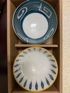 日式瓷碗 華新麗華股東會紀念品 日式陶瓷碗 彩繪碗 2入