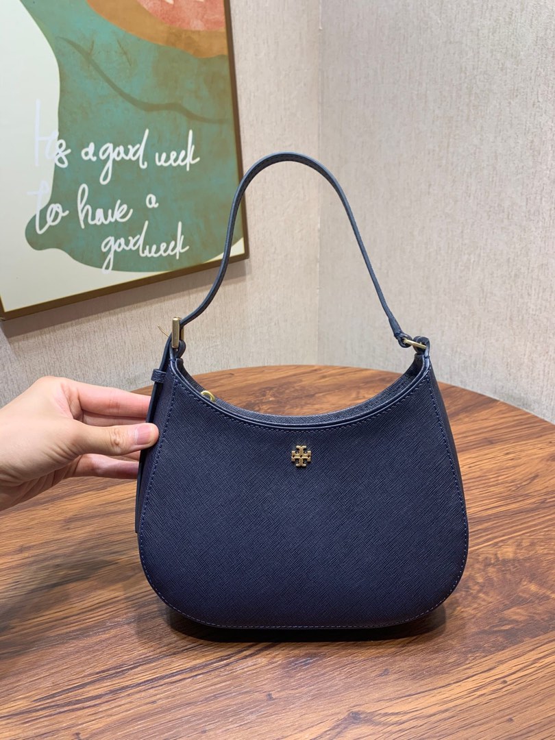 Tory Burch Emerson Patent zip Shoulder Bag Tory Navy blue
