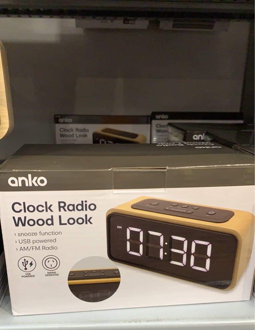 Anko Digital Clock Radio Wood on Carousell