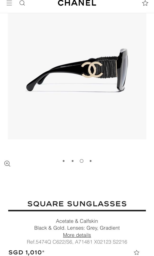 Sunglasses: Square Sunglasses, acetate, metal & calfskin — Fashion