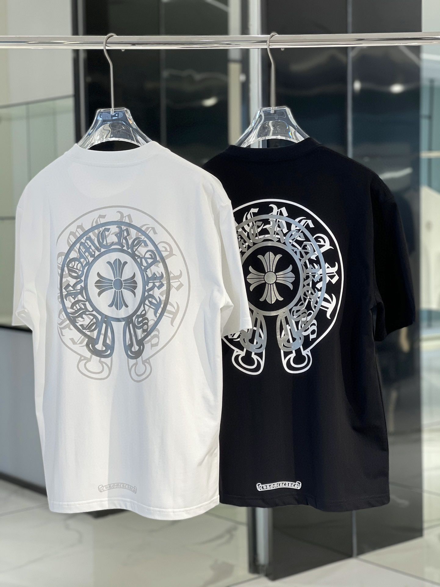 CHH Chrome Heart T Shirts Sanskrit cross print embroidery casual loose main image 1