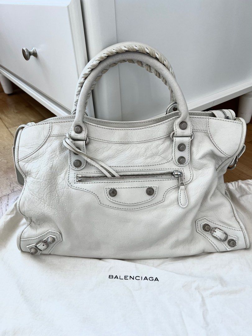White balenciaga city bag hotsell