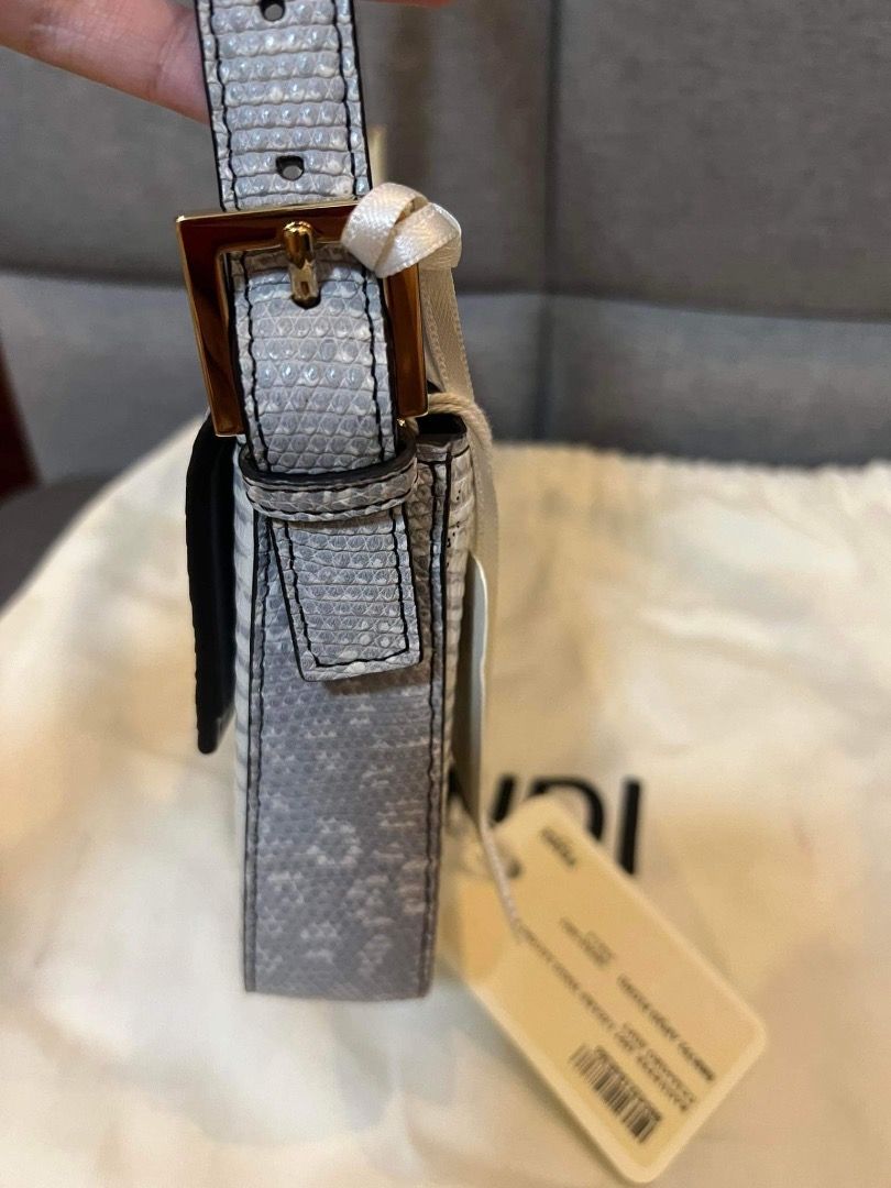 Brand new Fendi Baguette Himalayan Lizard Leather reedition bag on