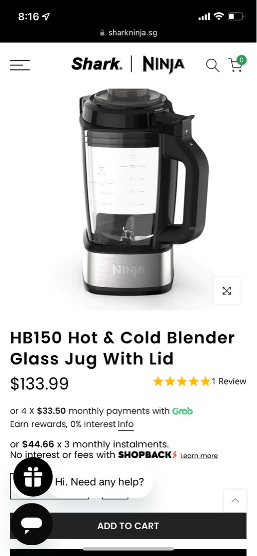 Brand new Ninja Foodi Hot and Cold blender Hb150 ( glass Jug with lid), Furniture & Home Living