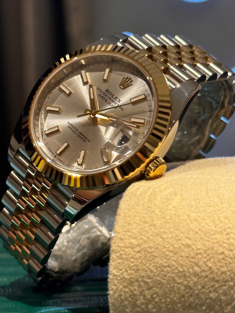 Rolex datejust 41 gold silver top