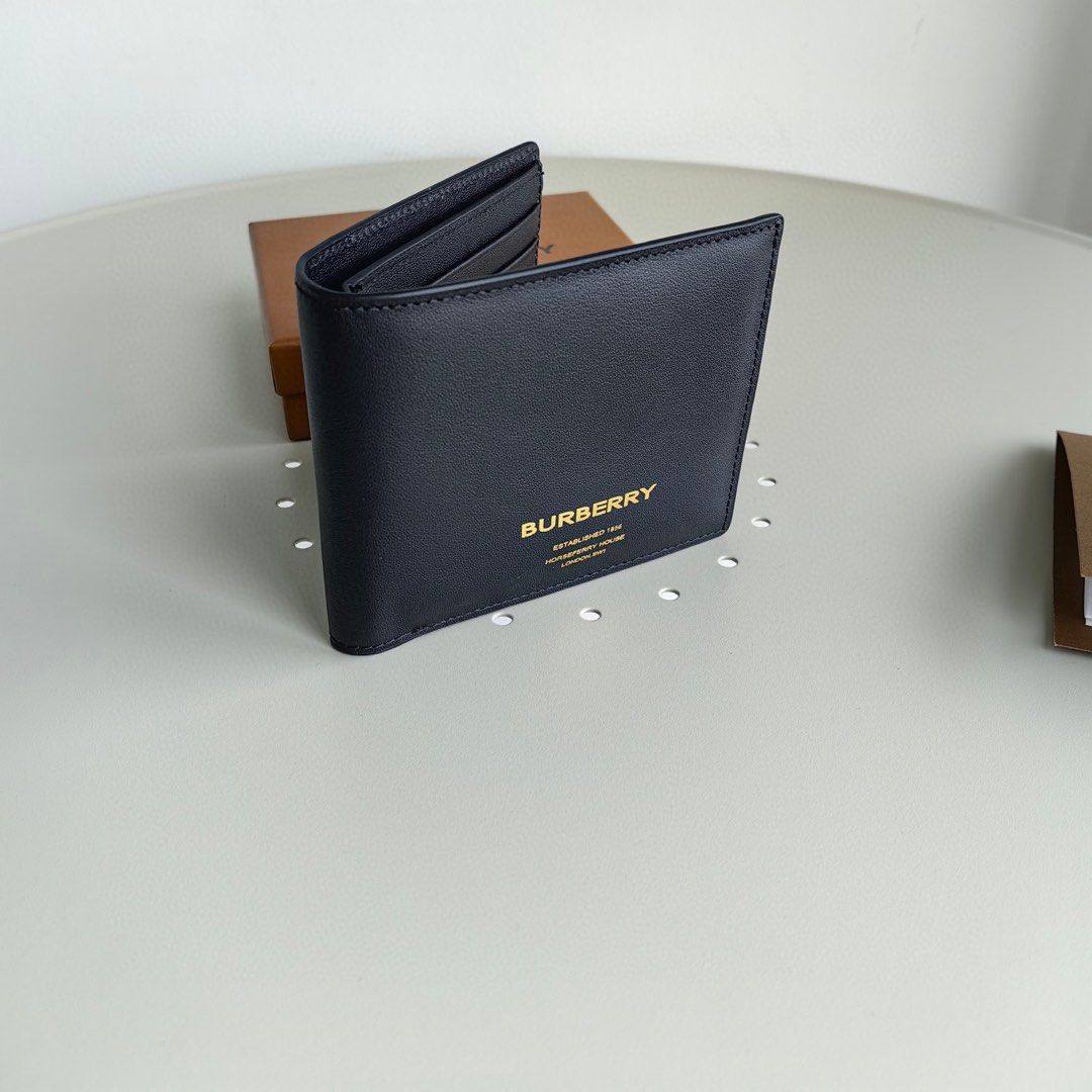 Burberry printed leather bifold wallet product description Men s