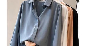 Business wear shirt women ladies satin chiffon smart casual blouse top